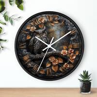 Gothic Floral Owl Round Clock for Kitchen, Office, Classroom - Gift for Wife or Mother or Daughter