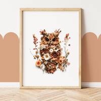 Owl Print Woodland Nursery Decor, Owl Gift Scandinavian nursery decor, Night owl boho nursery decor 