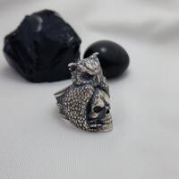 Handmade Sterling Silver Owl Skull Ring: Boho Animal Jewelry