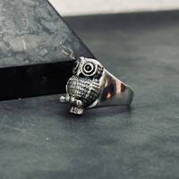 Cute Owl Ring,925k Sterling Silver Personalized Ring,Sterling Silver Handmade Ring