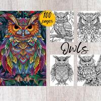 100 Owl Coloring Pages, Printable Coloring Book PDF, Mandala Coloring Pages, Kids And Adults Colorin