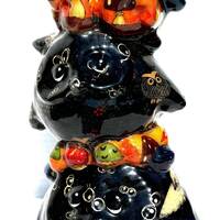 Three Sweet Owls Stacked Tall to Collect Your Coins in their Bank  Handmade and One of a Kind