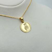 Owl Necklace, 14K Solid Gold Owl Engraved Necklace, Wild Bird Charm Necklace, Minimalist Animal Neck