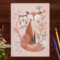 Owl and Fox Besties Blush Hardcover Journal