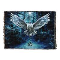 Awake Your Magic Owl Pentagram Blanket by Anne Stokes Gothic Collection - Fantasy Tapestry Throw Wov