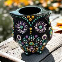 Hand Painted Mandala Dot Art Ceramic Owl: Unique Home Decor