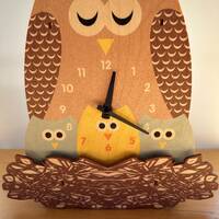Cute Wooden Owl Table or Wall Birch Clock by Modern Moose