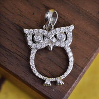 Vintage sterling silver pendant, 925 owl with cluster cz, stamped 925