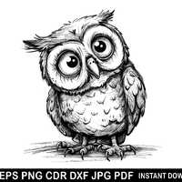 Owl svg files for cricut / Owl in the woods svg / Wild animal eps / Owl and moon dxf / Forest scene 
