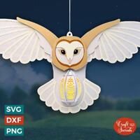 Barn Owl Lantern SVG | Layered Owl Lantern Cutting File
