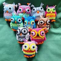 Owl, Owl, Owls  Colorful Parliament of Crochet Owls. Stuffed Collectible Toy, Desk Charm, Keychain, 