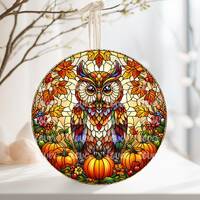 PNG Digital File Happy Thanksgiving or Fall Owl, Round Design Great for Sublimation onto Metal Signs