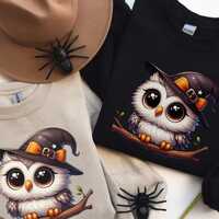 Spooky Cute Owl Sweatshirt, Halloween Owl Crewneck, Fall Owl Graphic Pullover, Cozy Autumn Sweatshir