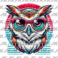 Vibrant Owl with Sunglasses Pop Art | Digital Download | 300 DPI Transparent PNG