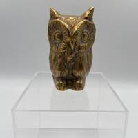 Vintage Solid Brass Owl Figurine 4-3/8" high