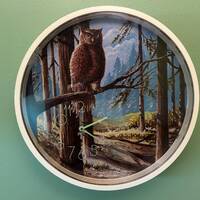 1978 Spartus Corp 14" Diameter Owl Wall Clock