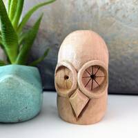 Hand Carved Wooden Owl Figurine