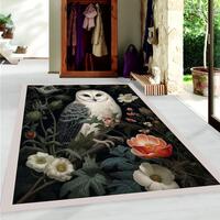 Owl Patterned Area Rug: Floral Animal Decor
