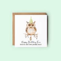 Owl Birthday Card, Funny Birthday Card, Personalised Card, Funny Birthday Cards, Happy Birthday Twoo