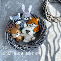 Stuffed Forest Animals Sewing Pattern: Fox, Deer, Owl, Hare, Raccoon (PDF Pattern)