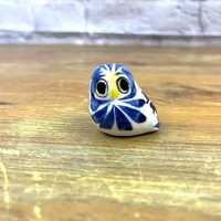 Vintage Mexico Blue and White Mini Owl Planter Decor Window Sill Decor Owl Lover gift Mexican Folk A