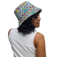 Owls Bird Printed Reversible Bucket Hat, Aesthetic Beach Hat, All over Print Summer Hat, Casual Sun 