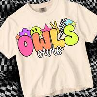 Retro Pop Colorful Preppy Sticker Mascot- OWLS PNG - School Spirit