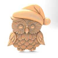 Cute Christmas Owl With Hat 3D Printable STL File For CNC Router 3D Printer Laser Digital Model