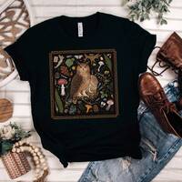 MYSTICAL OWL T-shirt, Forestcore Shirt with Owl Mushrooms Fern & Moth design, Bird Watchers Gift