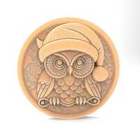Cute Christmas Owl With Hat 3D Printable STL File For CNC Router 3D Printer Laser Digital Model