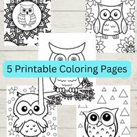 Owl Coloring Page | 5 Coloring Pages | Printable Coloring Page  | primary coloring page | LDS colori