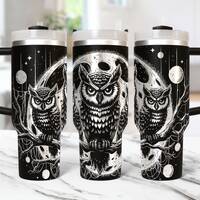 Owls Tumbler Wrap Laser File Svg 40oz Laser Engraved Tumbler Laser Engraving Svg Spooky Vibes Owls 4