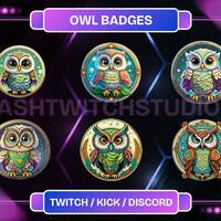 Owl Sub Badges | Twitch Sub Badges | Twitch Bird Badges | Instant Download | Gaming | Streaming Badg
