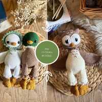 Crochet Owl and Duck Amigurumi Pattern Bundle (PDF Pattern) U.K. Terminology