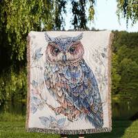 Owl Woven Blanket - Perfect Gift For Owl Lovers | Cozy, Artistic Woven Throw | Nature-Inspired, Home
