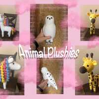 Handmade Crochet Giraffe, Unicorn, or Snowy Owl Plushie, Amigurumi Plush, Stuffed Animal, Gift for H