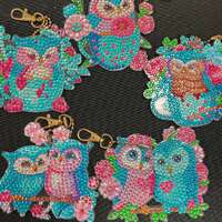 Diamond Art Sweet Owl Keychains/Bag Tags/Fan Pulls/Ornaments - Handcrafted Sparkling Accessories