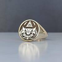 Masonic Owl Ring: Sterling Silver Freemason Jewelry