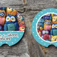 Owl Love Car Coasters PNG Digital Design for Sublimation