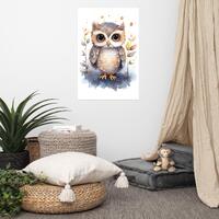 Watercolor Owl Print | Baby Nursery Wall Art