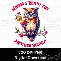 Funny Owl Clipart: Sarcastic Bird with Cocktail (Digital Download)
