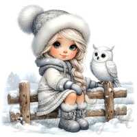 Snowy Owl Keeper Gnome Clipart | 10 High-Quality 300 DPI JPEGs Commercial Use Christmas Holiday  Win