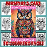 50 Owl Mandala Coloring Pages for Kids | Owl Coloring Sheets For Adults | Printable Bird Coloring Pa