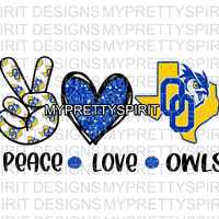 Peace Love Odem Owls PNG