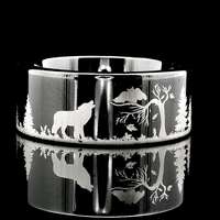 Howling Wolf & Owl Engraved Black Tungsten Ring, Wedding Band - (8mm)