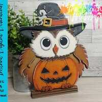 Fall Laser Cut File | Fall Owl DIY Decor | Halloween Owl | Cricut Cut File | Jack O Lantern Owl Lase