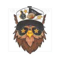 OWL BLACK GOLD Trucker Hat png Hand Drawn Procreate Digital Download Tailgate Football Game Cheerlea