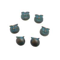 Owl Beads, Patina over Bronzey Zinc, top to bottom Drilled, 6pc. Jewelry making, B'sue Boutiques