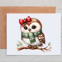 Christmas Owl Cards with Envelopes, Holiday Greeting Cards Blank Inside, Christmas Gift for Coworker