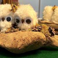 Vintage owls on driftwood 1970’s decor MCM mid century modern 11.5” x 5” x 5.5&rdq
